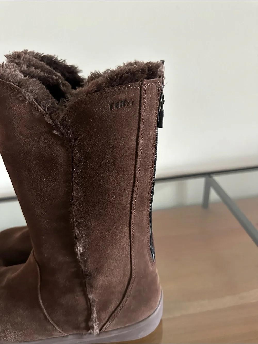 L.L.Bean Vibram Arctic Grip Chocolate Brown Suede Boots PrimaLoft Waterproof